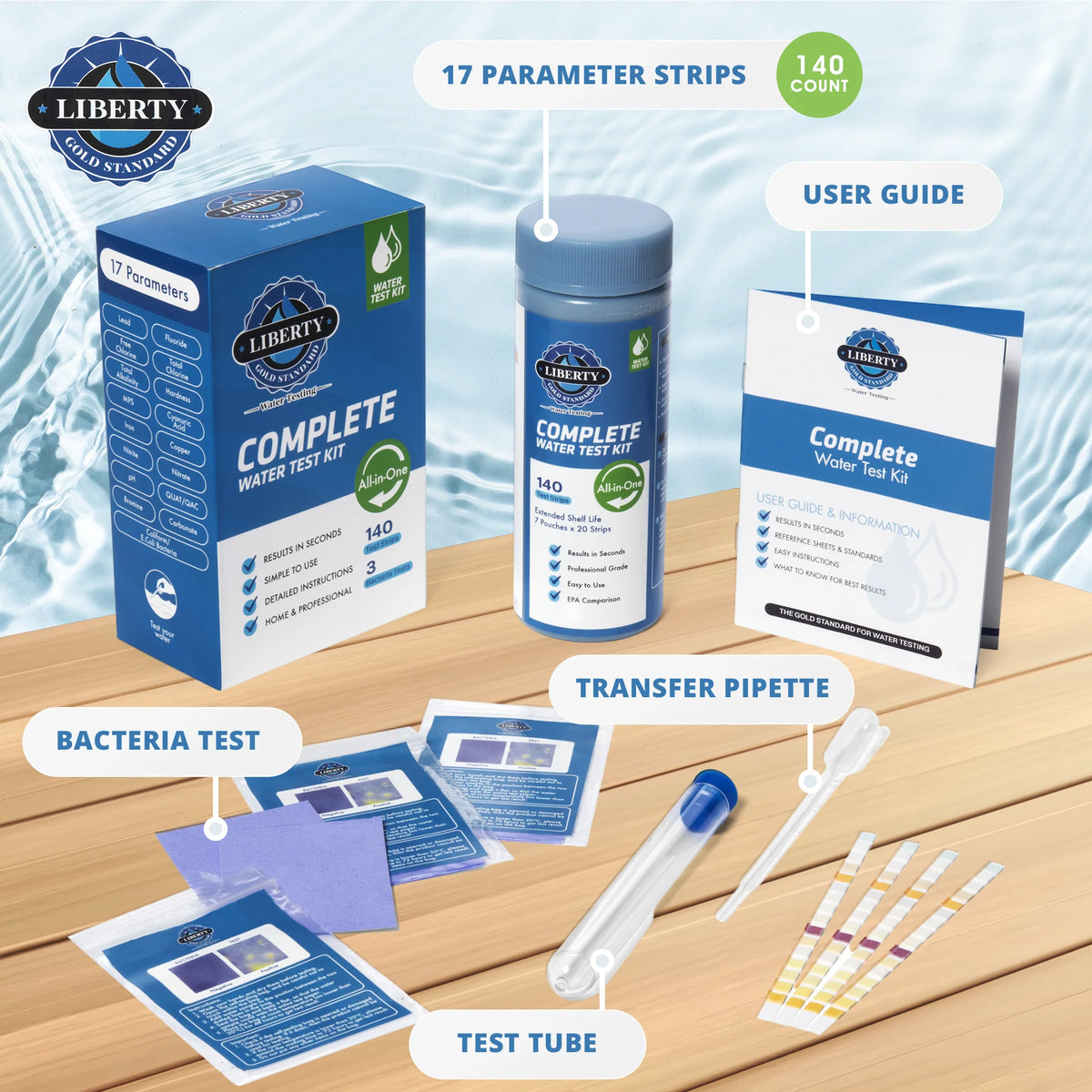 All-in-ONE (145-Piece Kit) Water Testing for Home Drinking Water, Wells, and Bacteria Tests with 17 Unique Tests